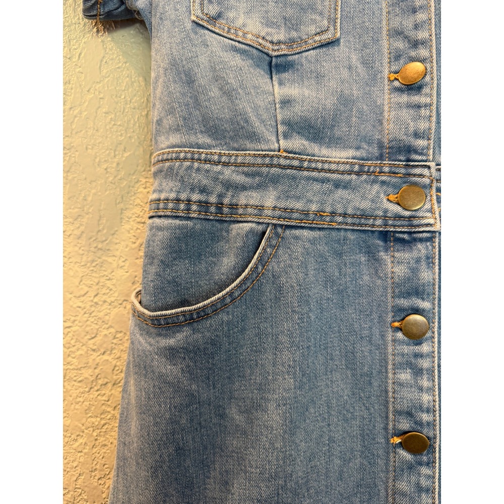 Draper James Blue Denim Button Front Short Sleeve Mini Shirt Dress Size 12 - Picture 3 of 9